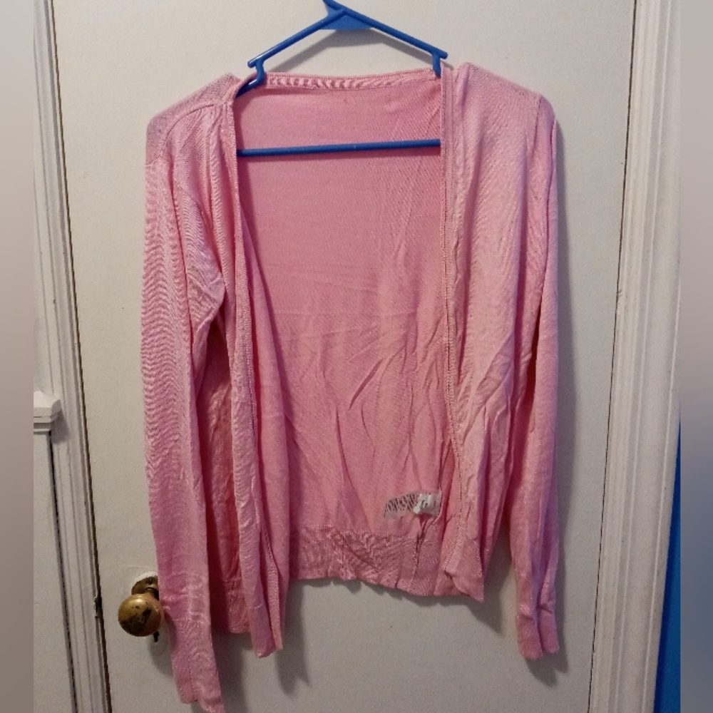 Women's pink open cardigan sz M